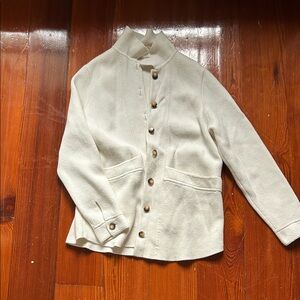 Sezane Cream Button-Front Blazer Jacket